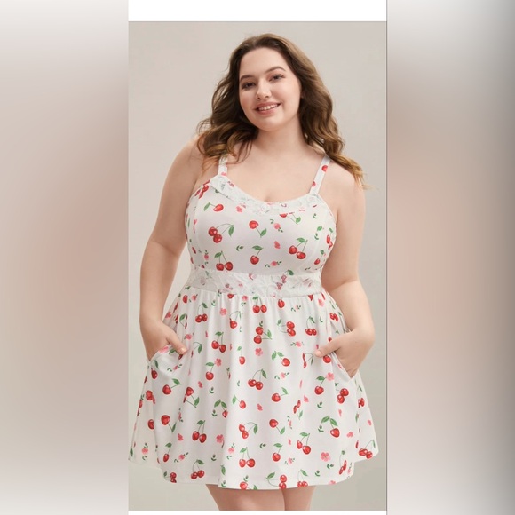 NEW Cherry Print Lace Trim Cami Sleepwear size 2X 18/20 🍒🍒🍒🍒 196 - Picture 1 of 4
